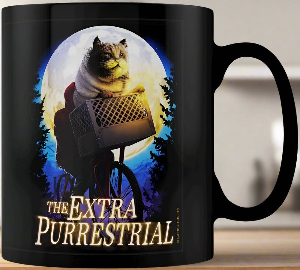 The Extra Purrestrial Black Mug