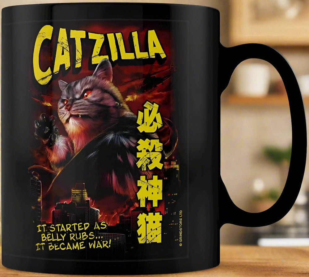 Catzilla Black Mug