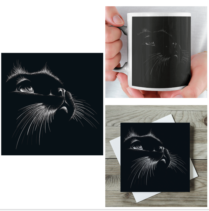 Black Magic Cat Mug and Matching Card Gift Set