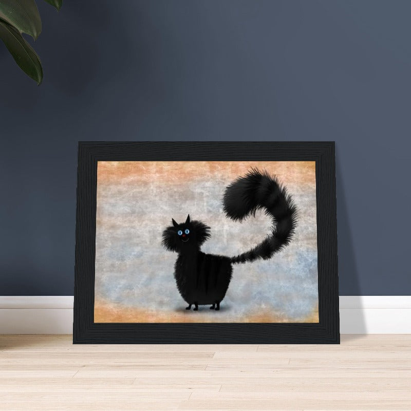 Bourbon - Black Cat Framed Picture Print