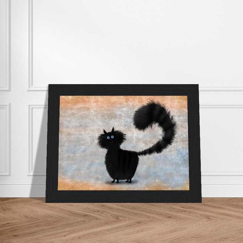 Bourbon - Black Cat Framed Picture Print