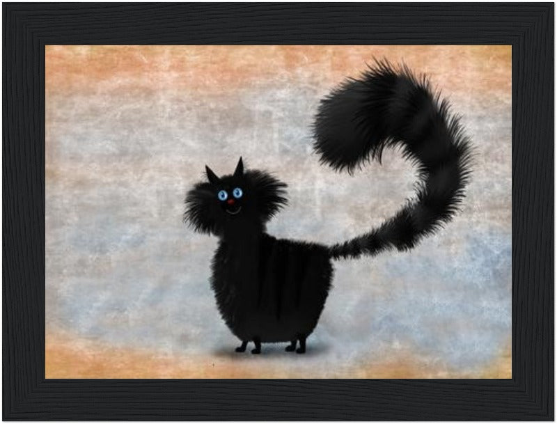 Bourbon - Black Cat Framed Picture Print