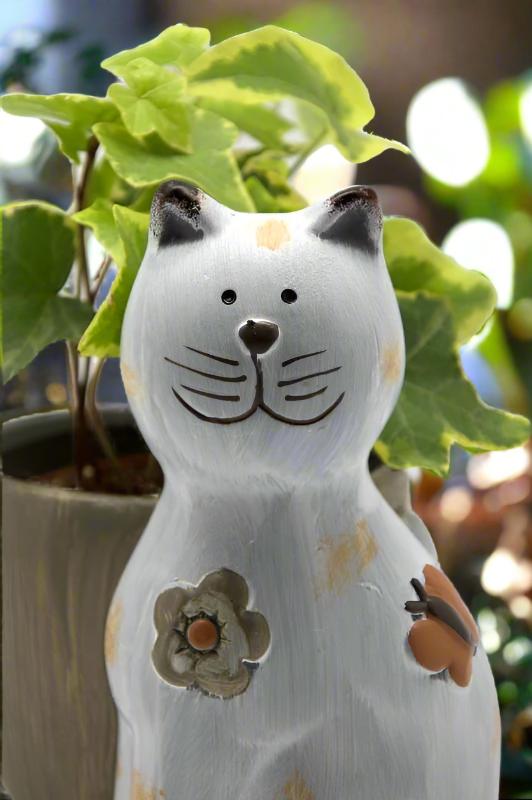 Trio of Cats Ornament and Small Ceramic Cat Planter - Gift Set