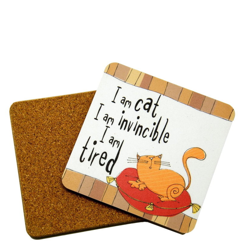 Set of Four Funny Ginger Cat Coasters