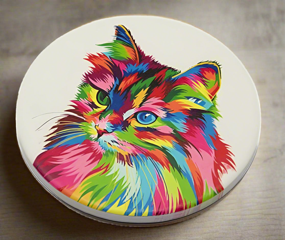 Ceramic Round Rainbow Cat Coasters