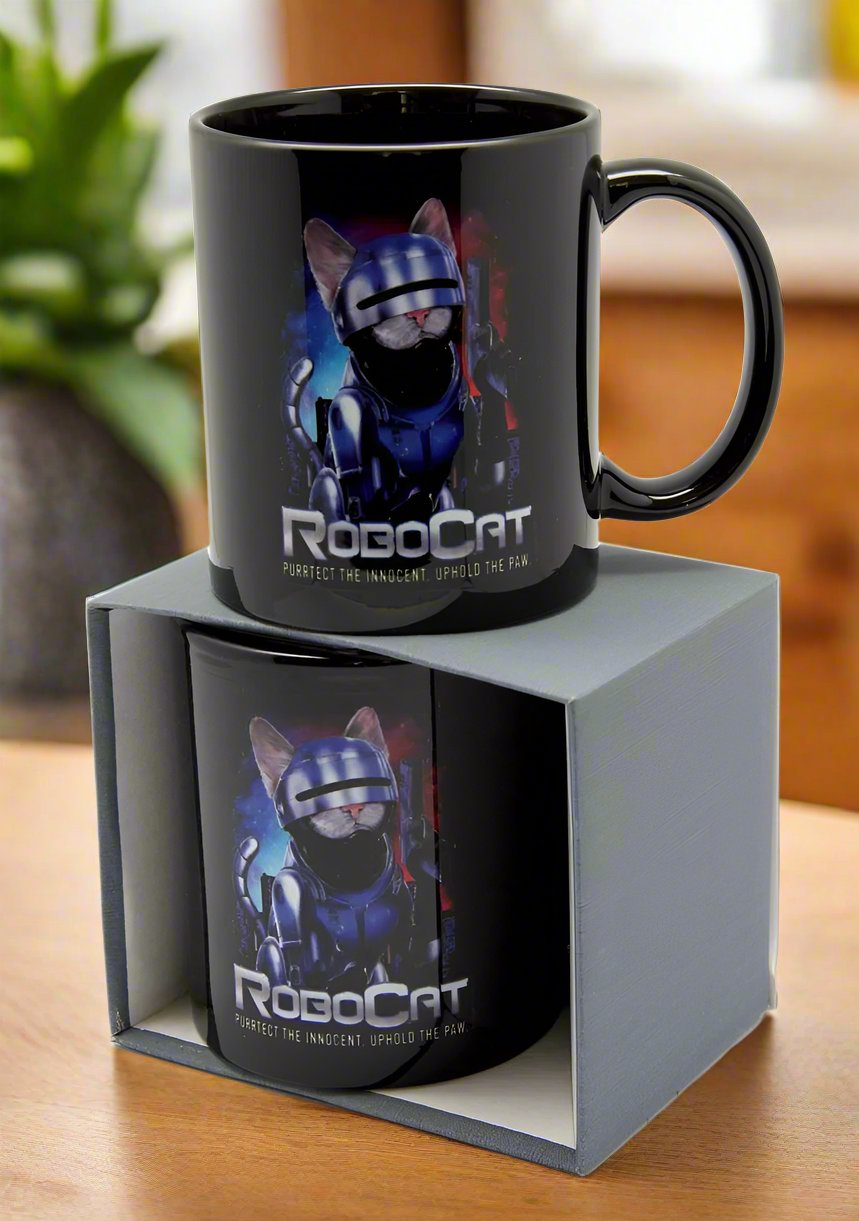 RoboCat Black Mug