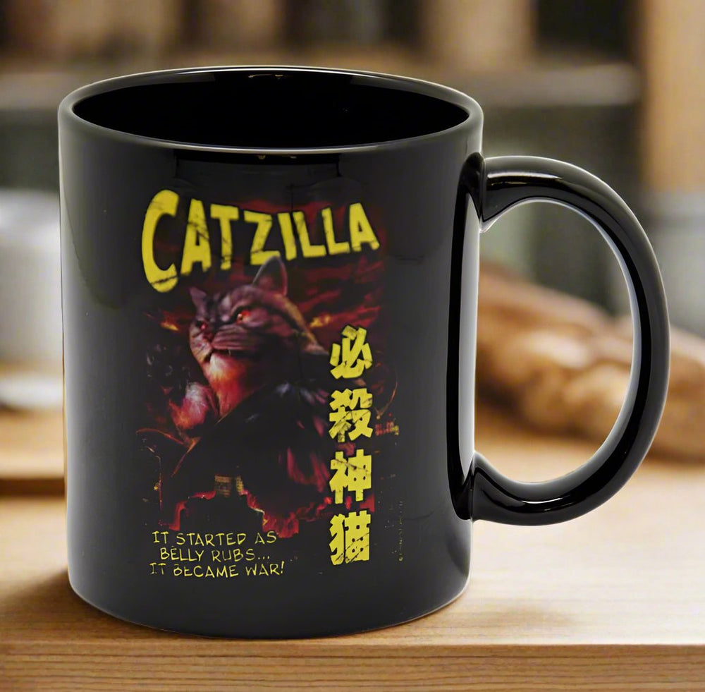 Catzilla Black Mug