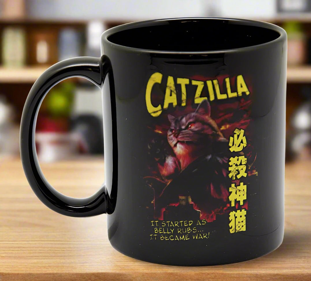 Catzilla Black Mug