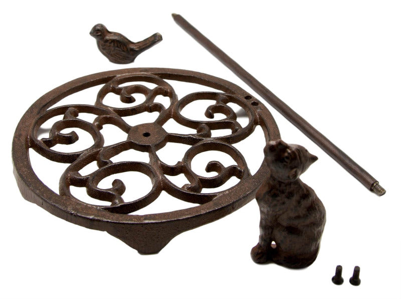 Cast Iron Cat & Bird Kitchen Roll Holder