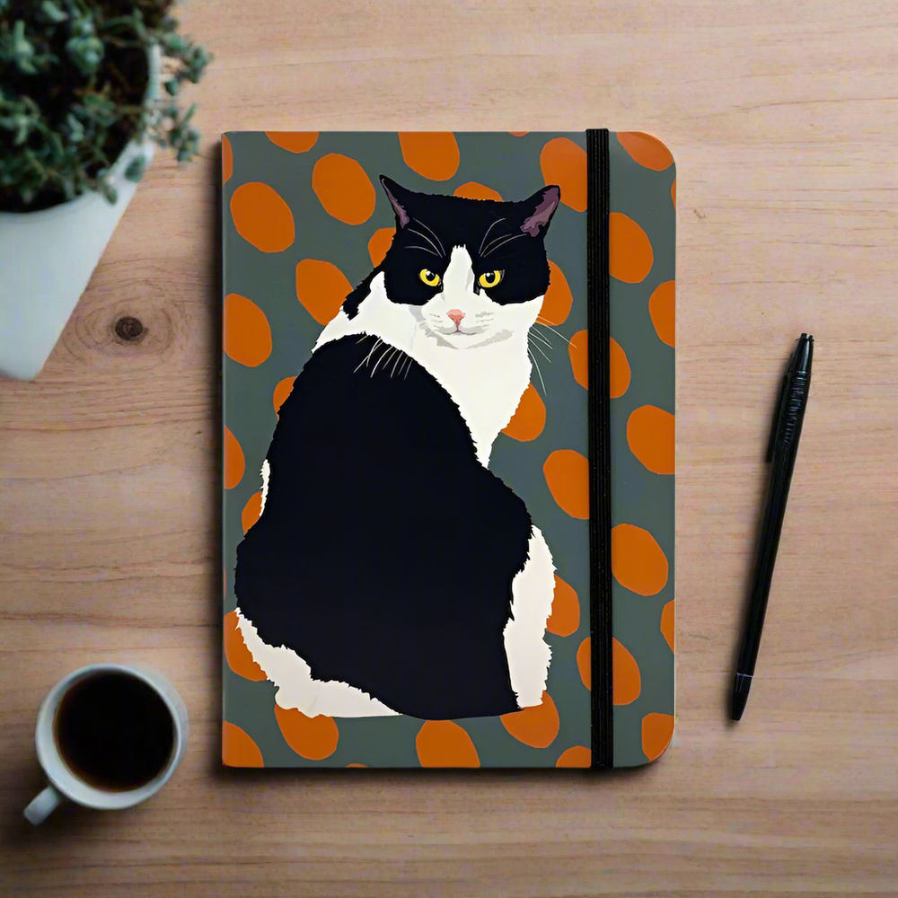 Leslie Gerry Black & White Cat Notebook