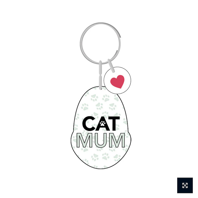 Crazy Cat Lady, Cat Mum, Best Friend Has Paws Enamel Heart Keyring Bag Charm