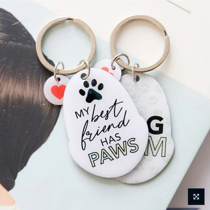 Crazy Cat Lady, Cat Mum, Best Friend Has Paws Enamel Heart Keyring Bag Charm