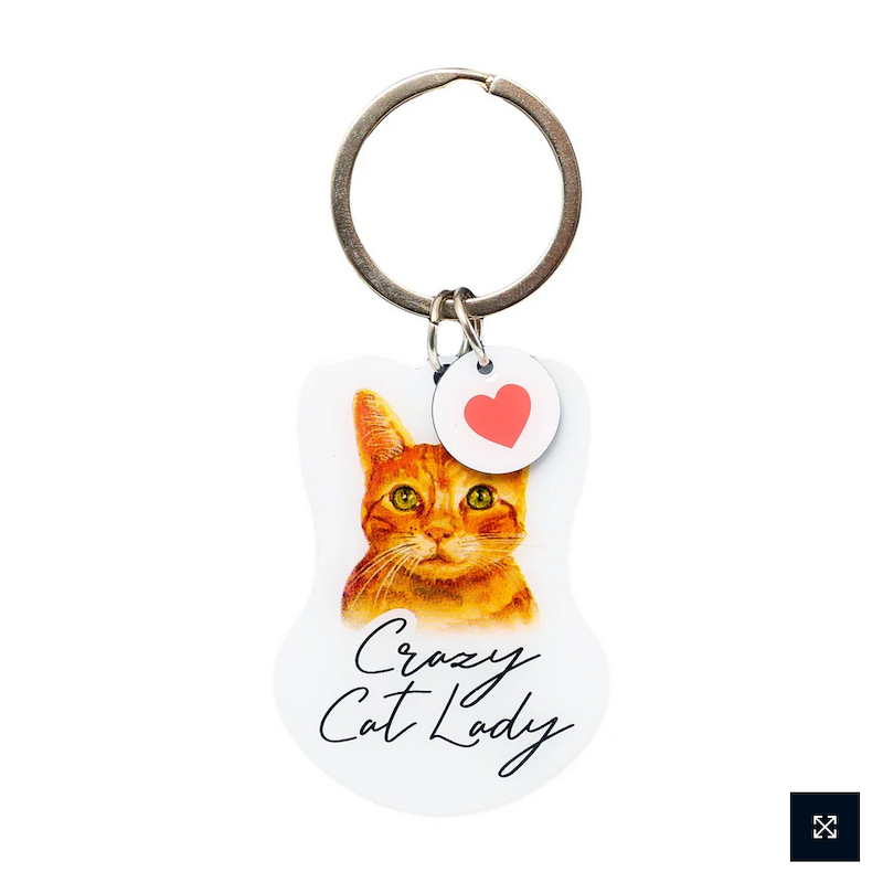 Crazy Cat Lady, Cat Mum, Best Friend Has Paws Enamel Heart Keyring Bag Charm