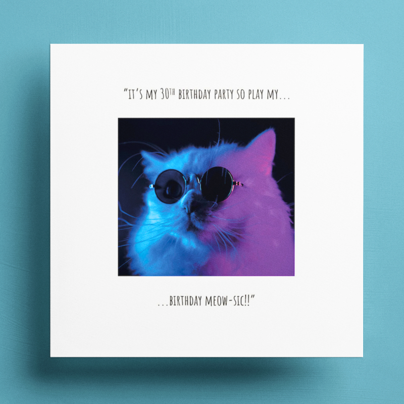 Meow-Sic 30th Cat Birthday Card