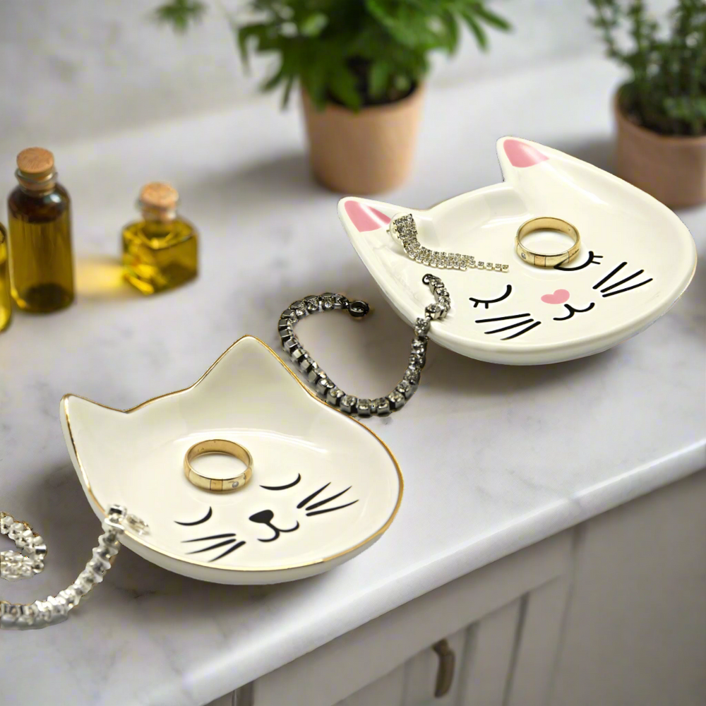 Pink Cat Face Trinket Dish