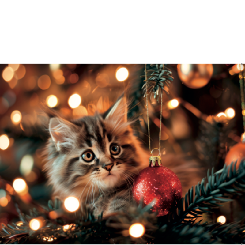 6 x Selection Cute Kitten Cats Christmas Cards - Card Set