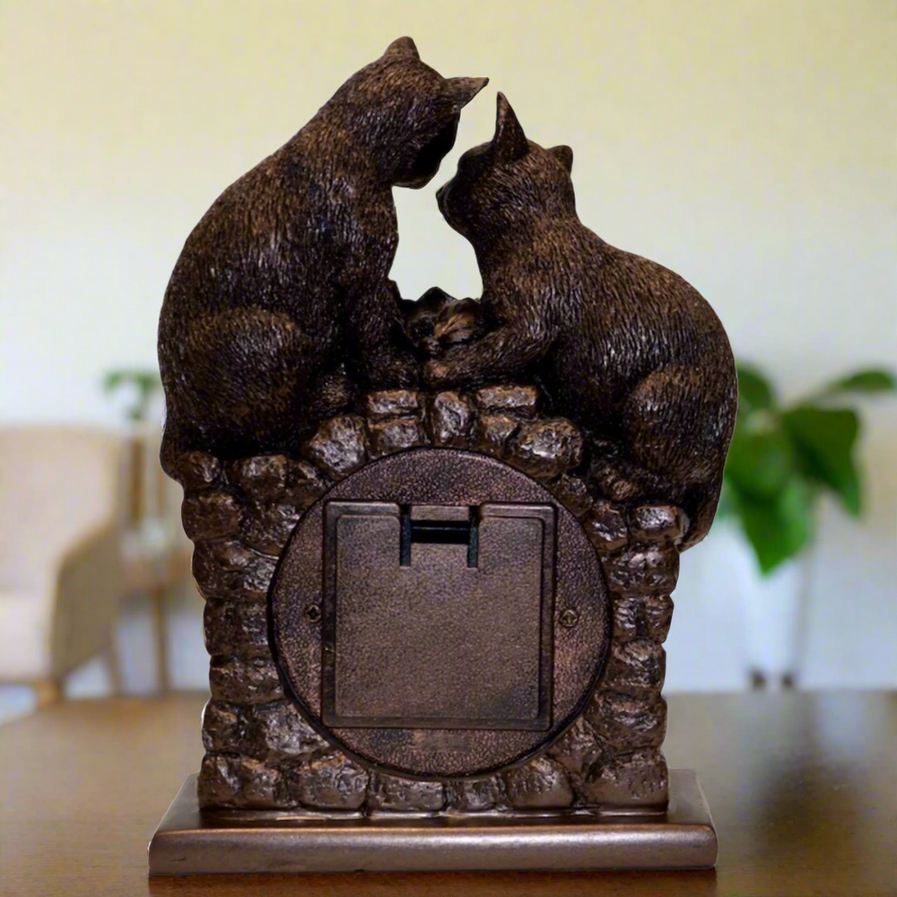 Juliana Figurine Bronze Effect Cat Couple Clock