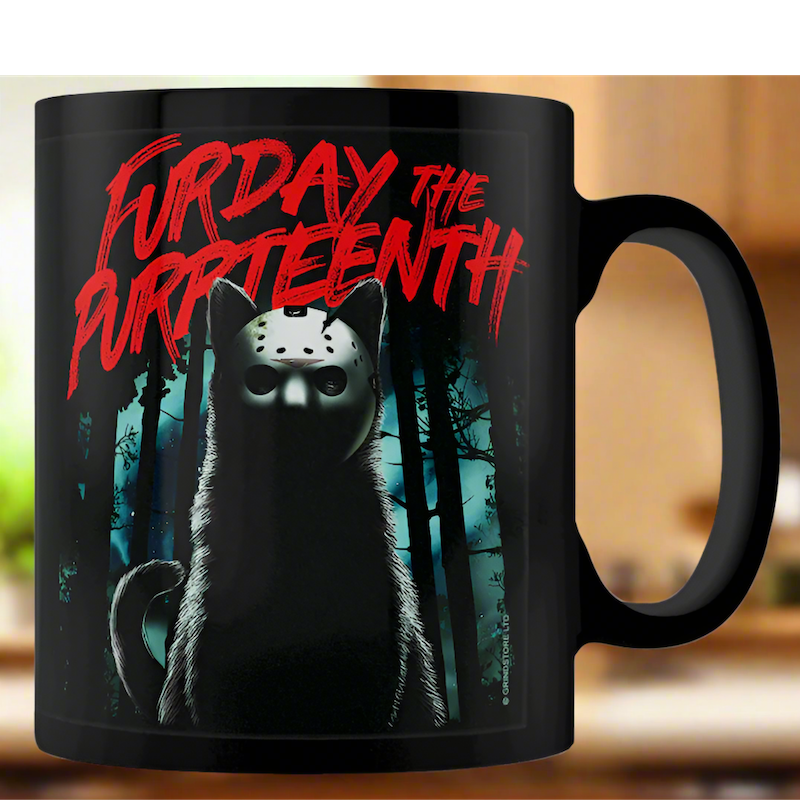 Furday the Purrteenth Black Mug