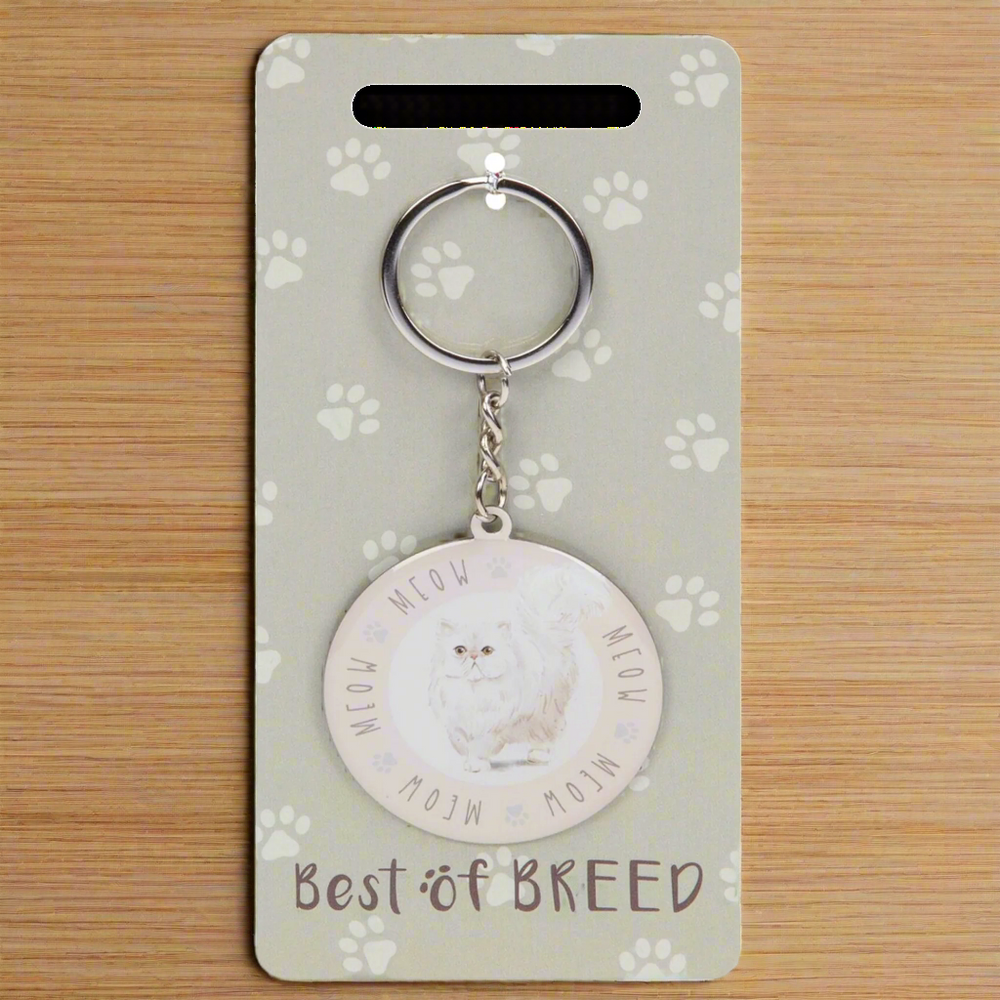 Best of Breed Keyring - White Cat