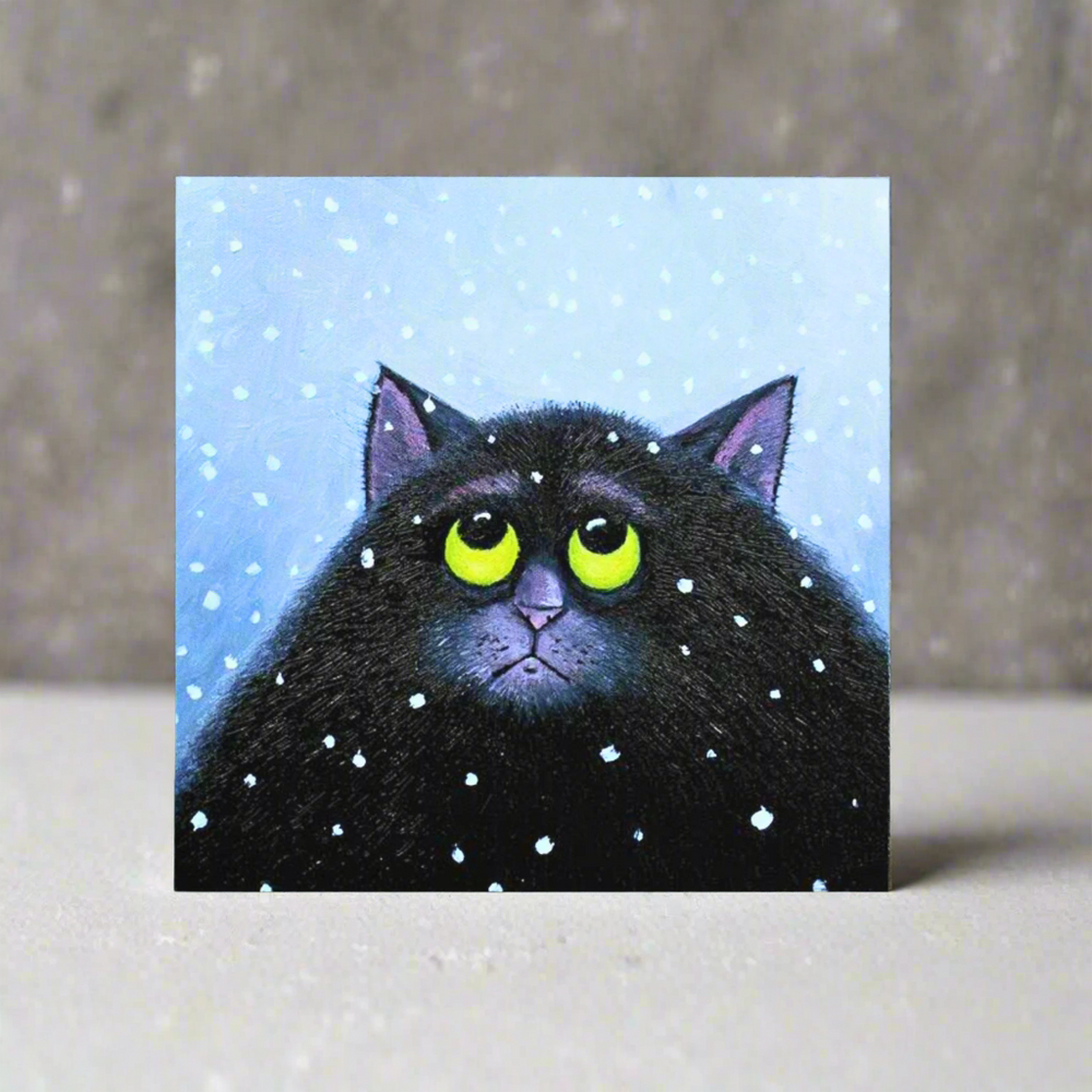 'Snow Again' Christmas Cat Greeting Card by Vicky Mount