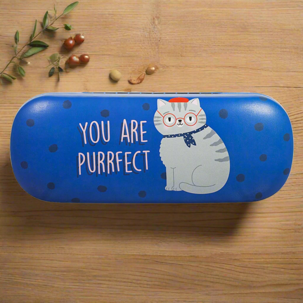 You are Purrfect Cat Design Blue Hard Glasses Case