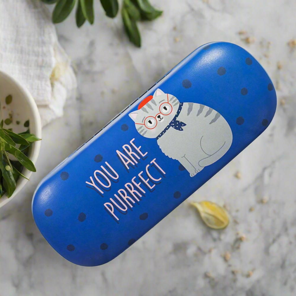 You are Purrfect Cat Design Blue Hard Glasses Case