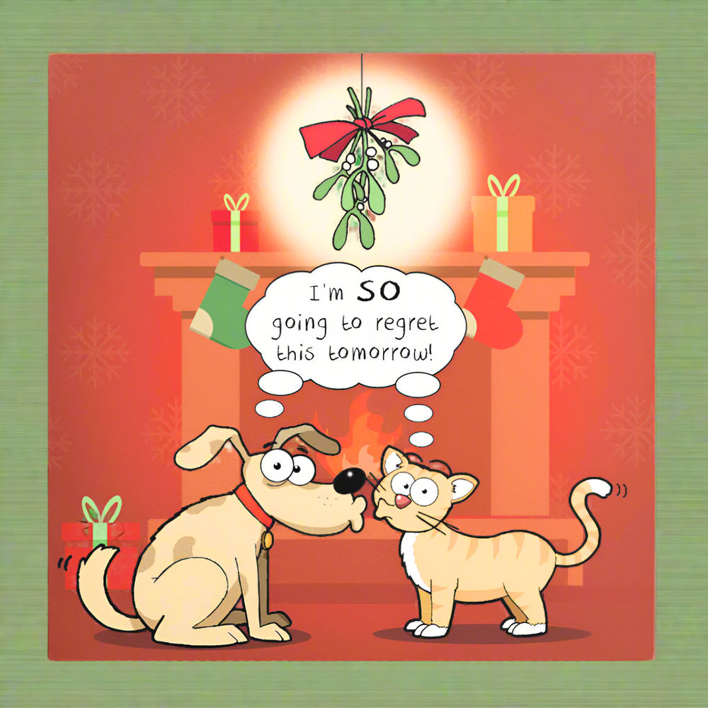 'So Going to Regret This' Funny Cat Christmas Card by Michael Canine