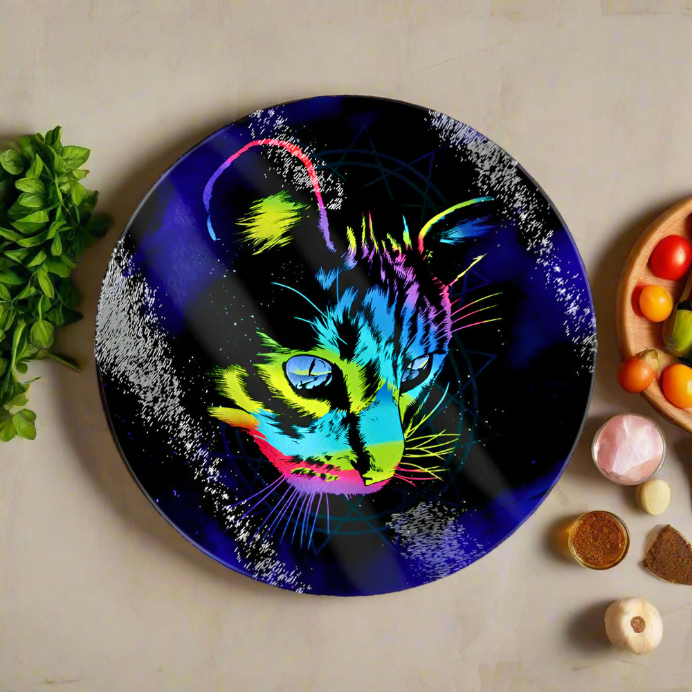 Unorthodox Collective Rainbow Cat Circular Glass Chopping Board