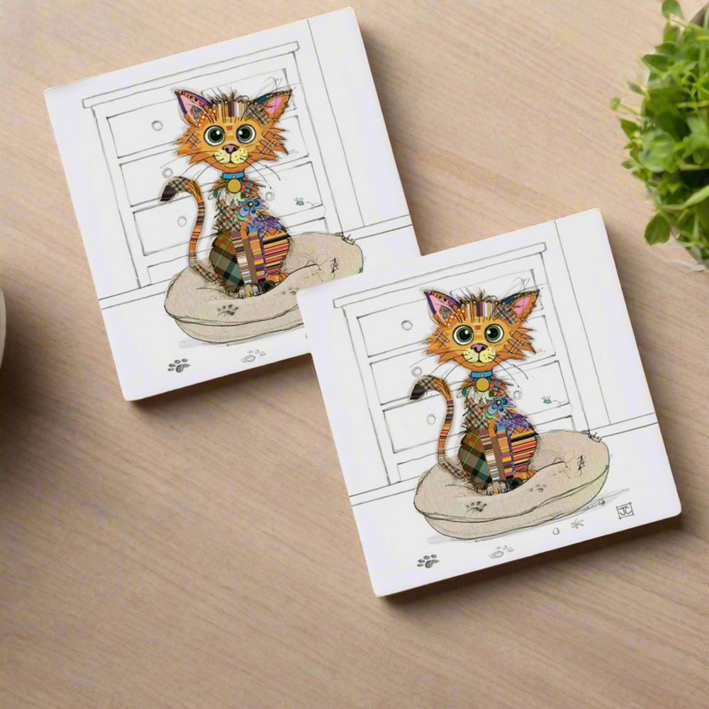 Kimba Kitten Ceramic Cat Coasters