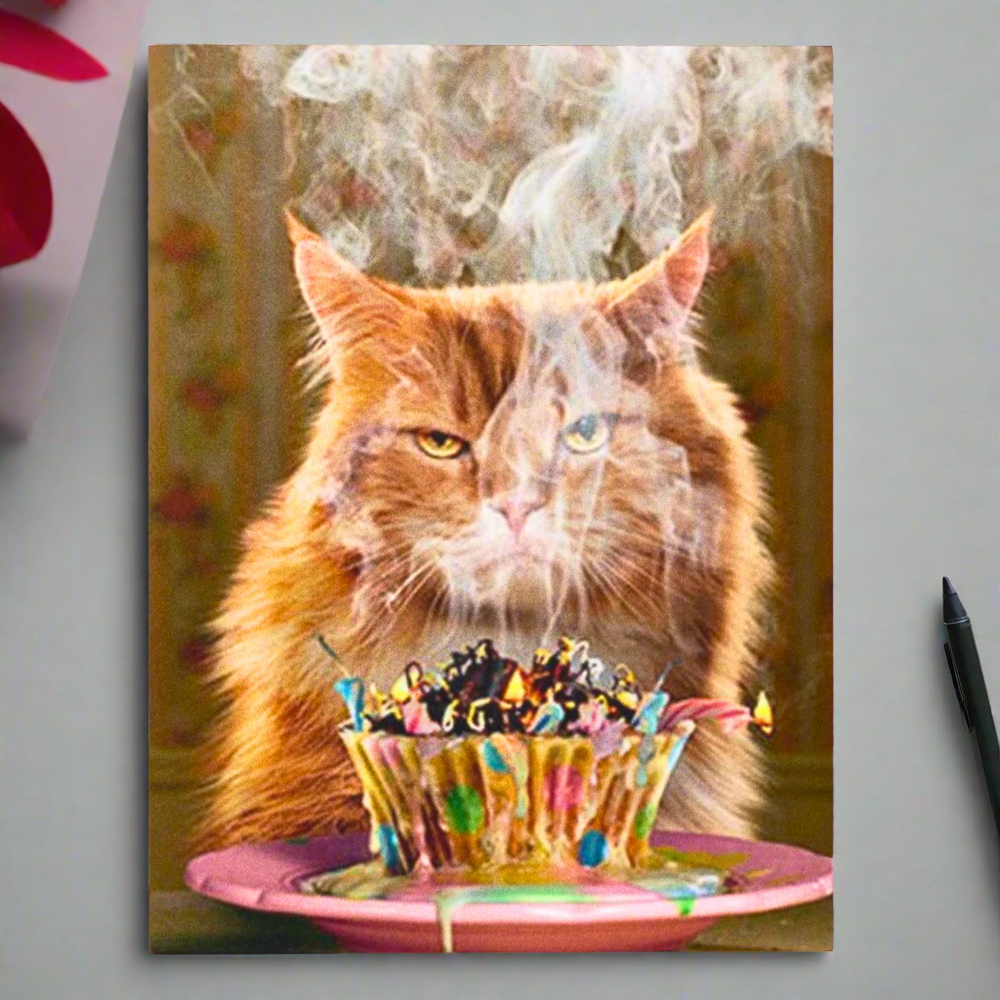 Make a Wish Funny Cat Birthday Card