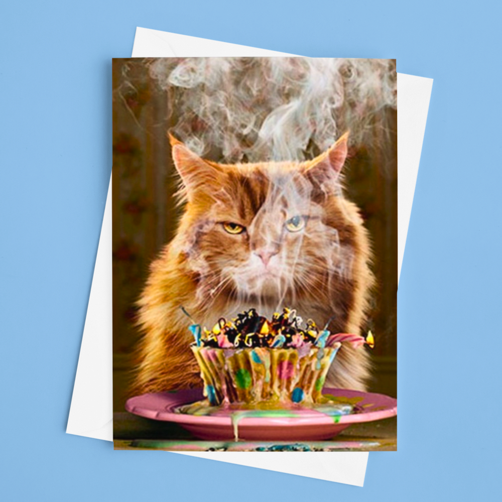 Make a Wish Funny Cat Birthday Card