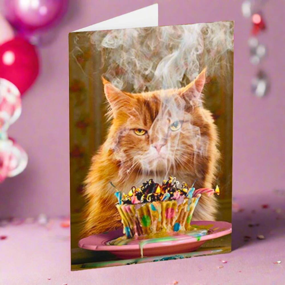 Make a Wish Funny Cat Birthday Card