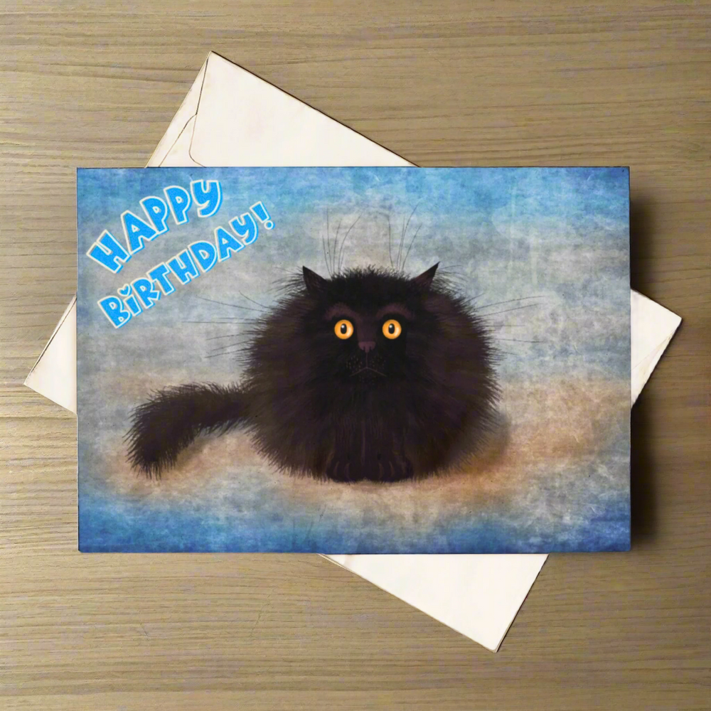 OREO - Cute Black Cat Greeting Birthday Card