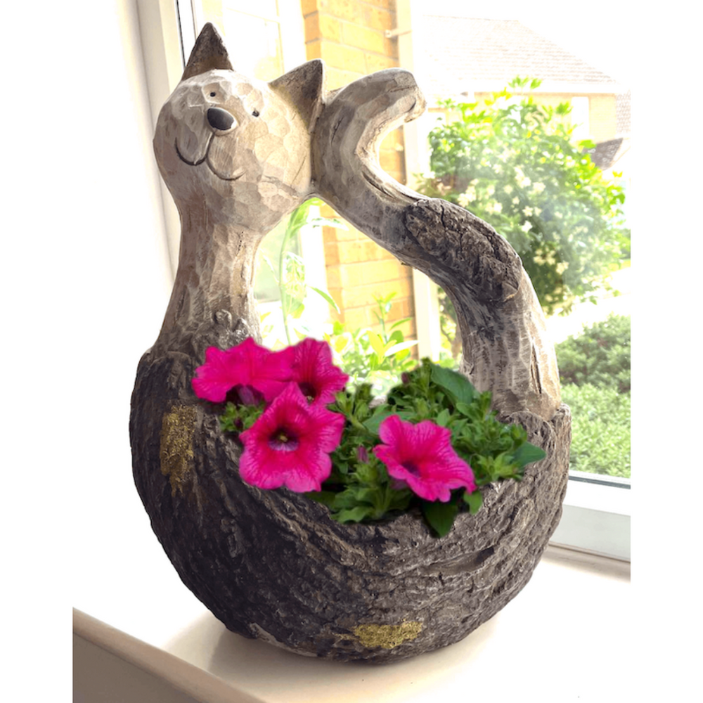 Curled Up Cat Planter