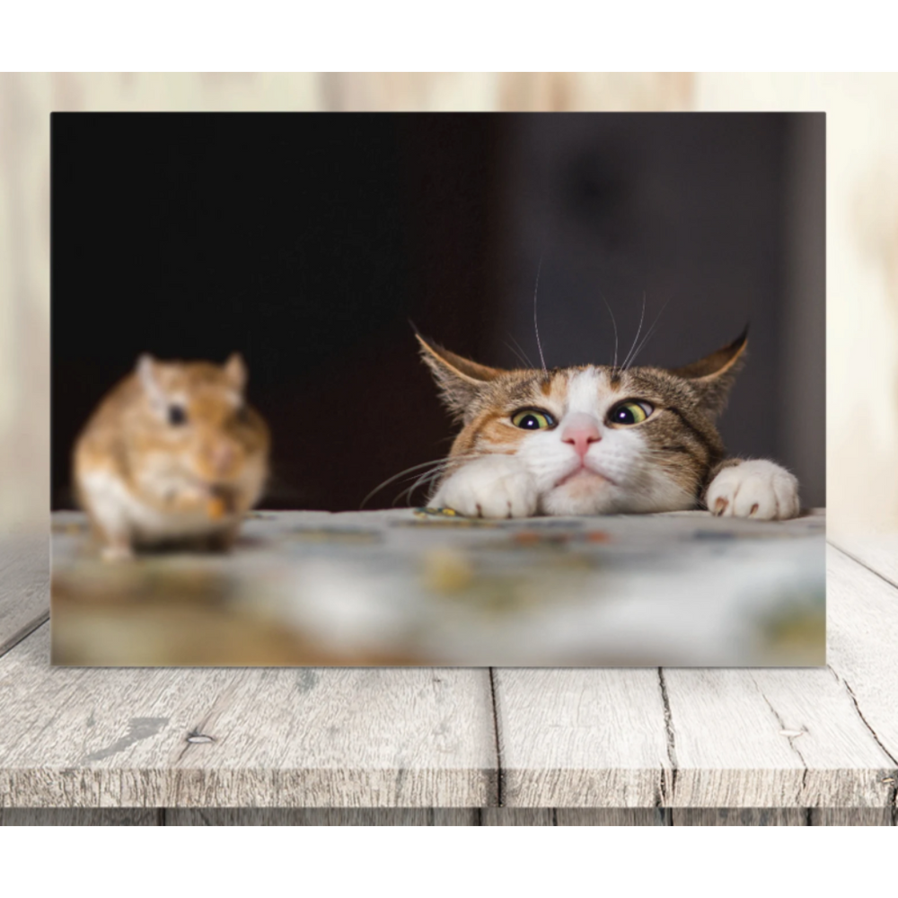 Peekaboo - Cute Cat & Mouse Greeting Card