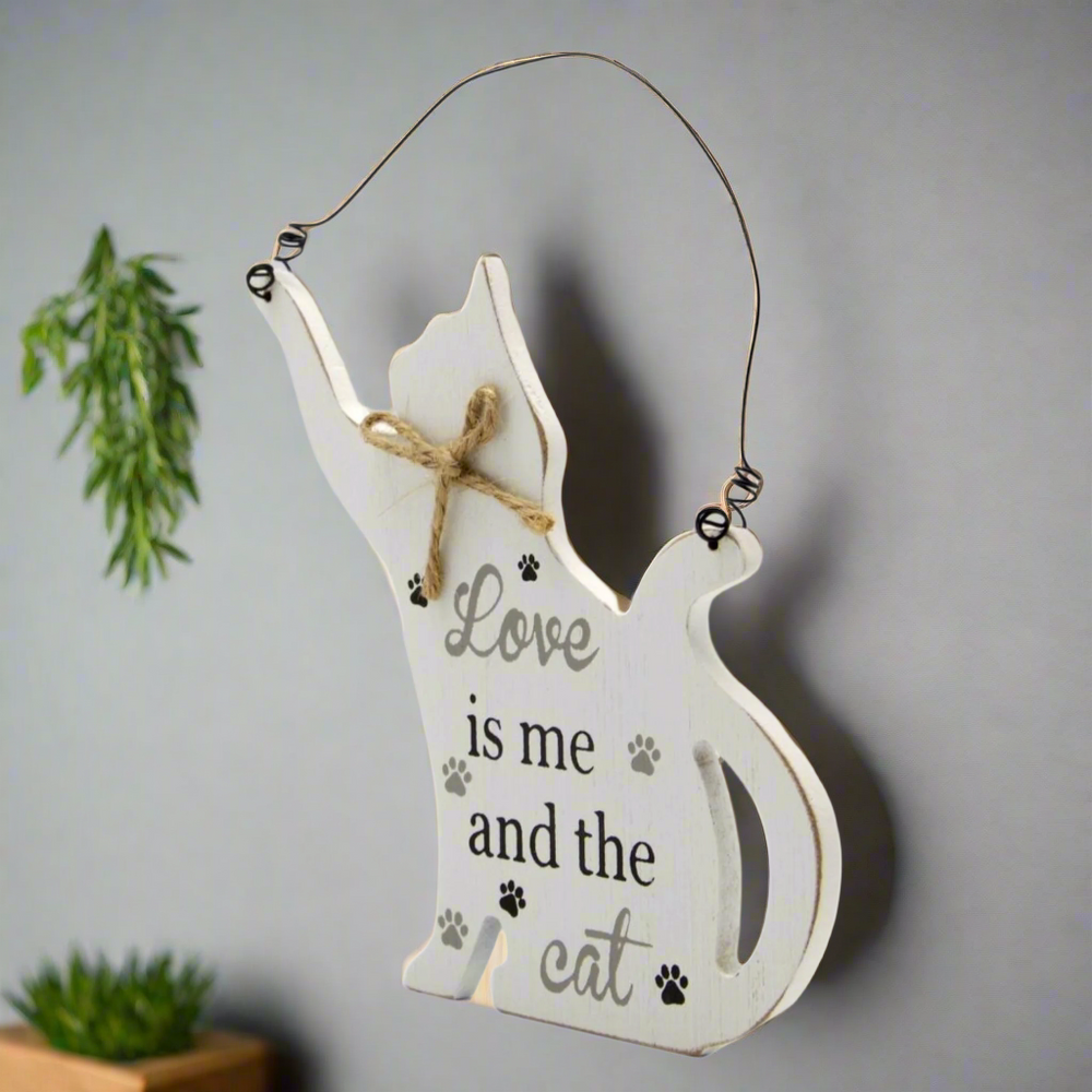 White Love is Me and the Cat Verse Plaque