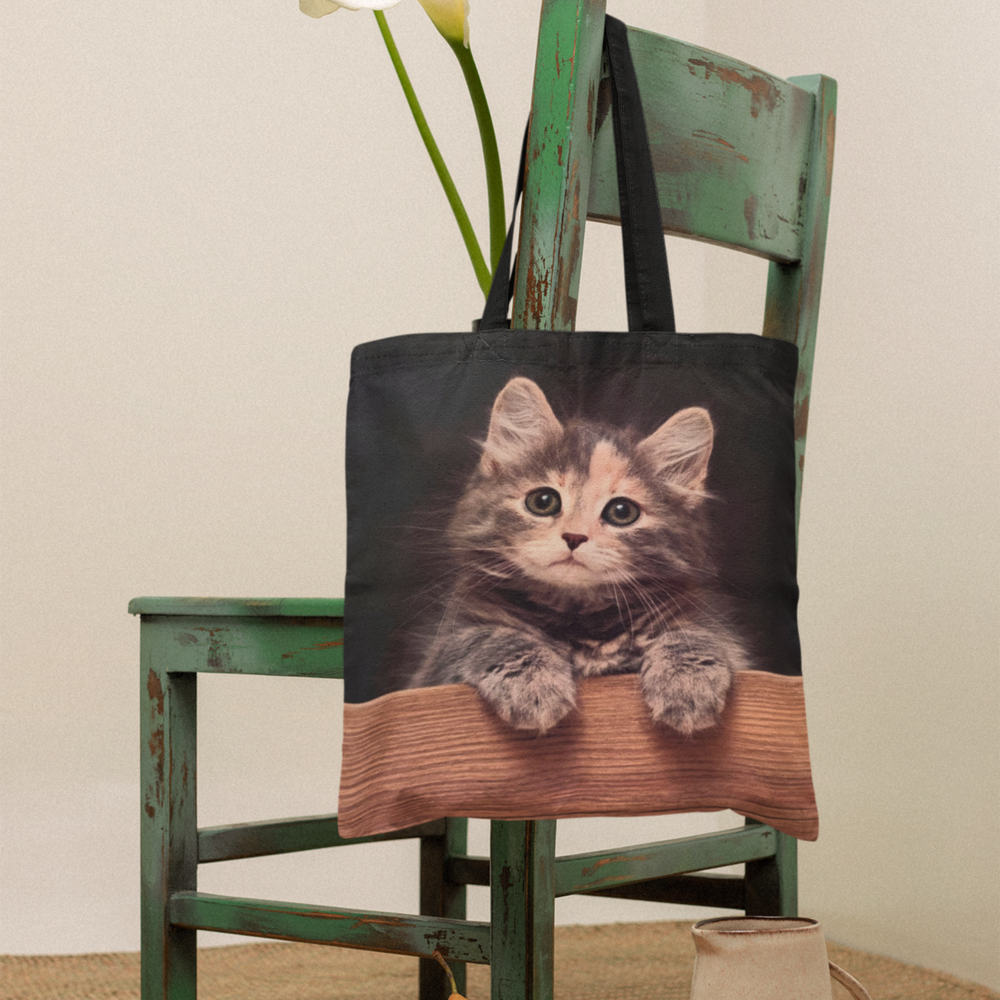 Cat Looking Over Wall Tote Bag