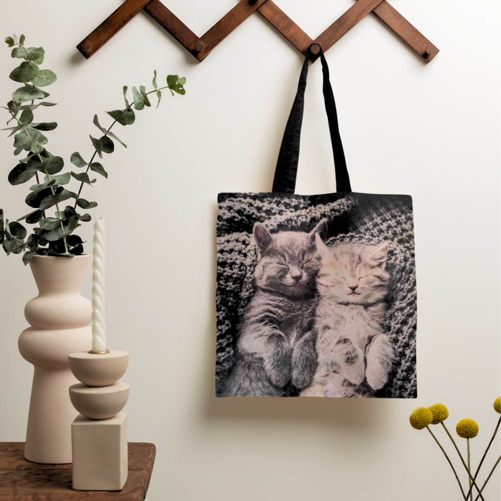 2 Kittens Snuggled Up Tote Bag