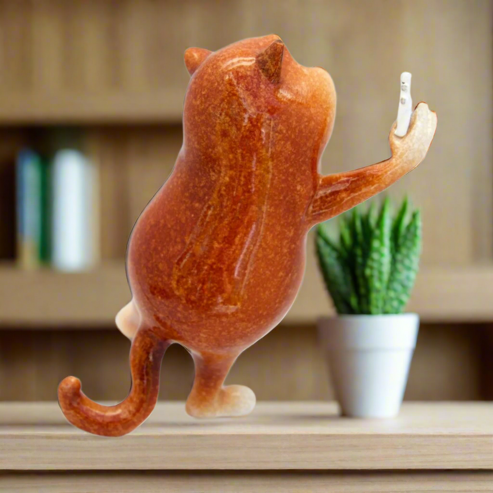 Ginger Fat Cat Taking Selfie Ceramic Ornament