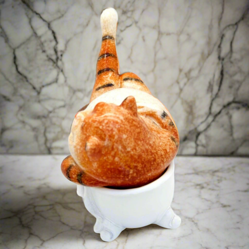 Ginger Fat Cat in Bath Ceramic Ornament