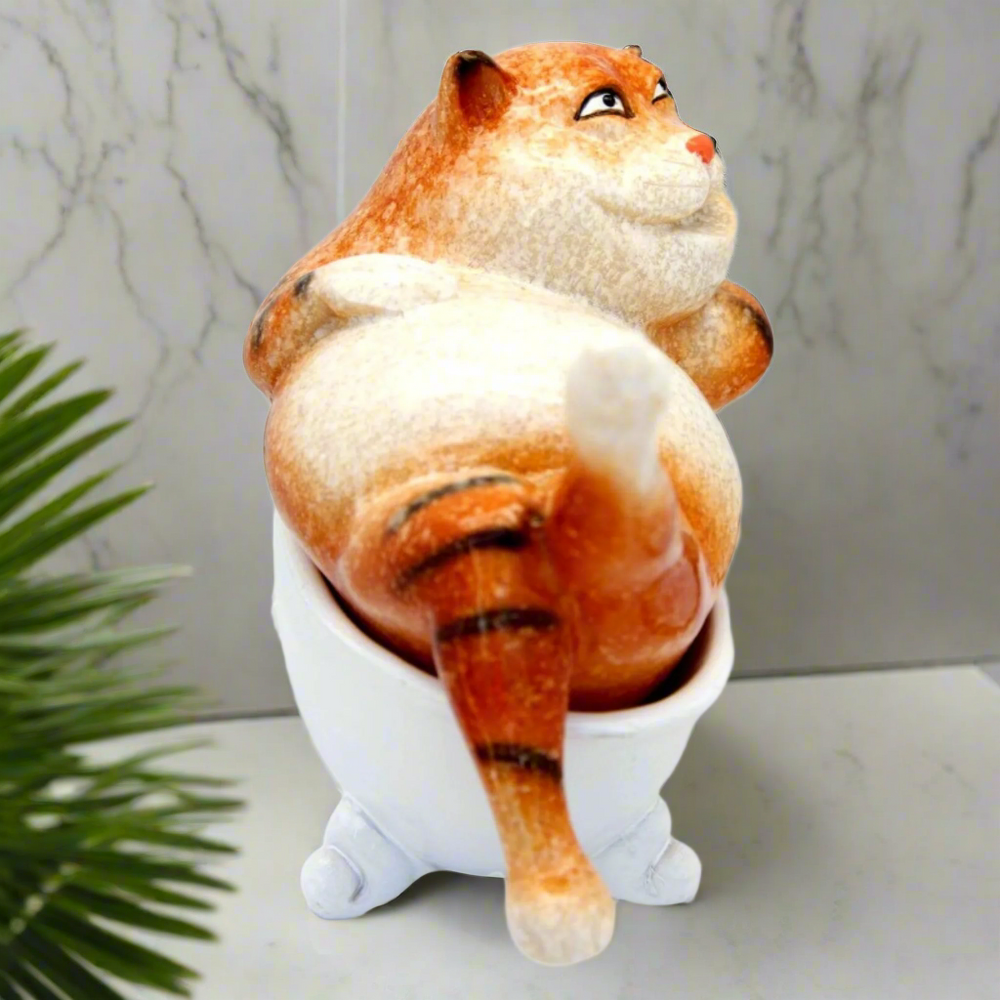 Ginger Fat Cat in Bath Ceramic Ornament