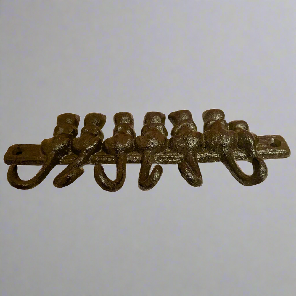 Cast Iron Key Hook 6 Cats Tails