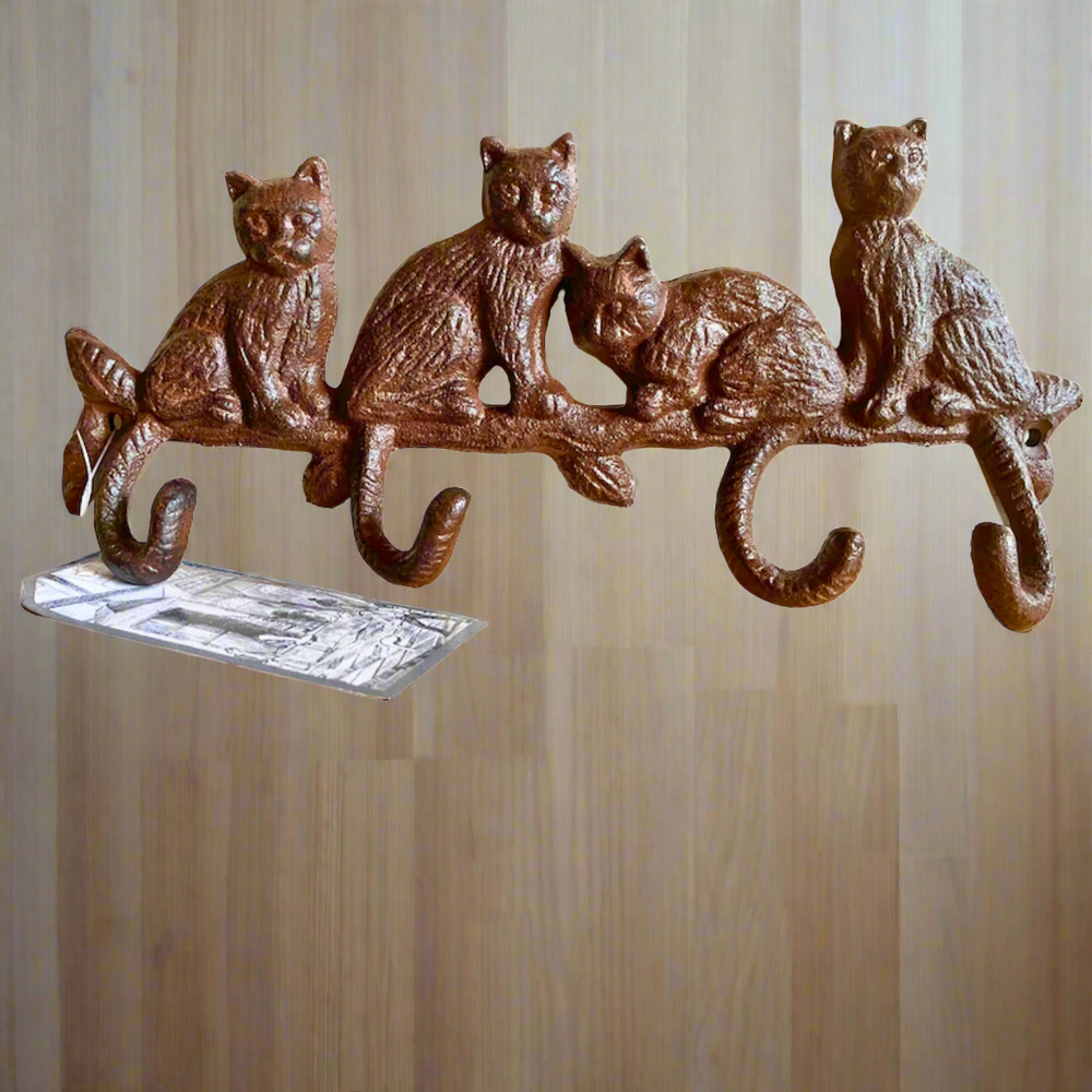 Cast Iron Keyhook 4 Cats Tails