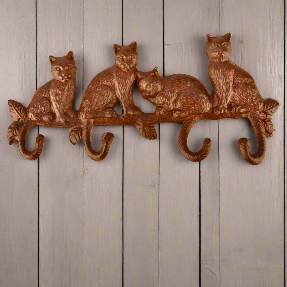 Cast Iron Keyhook 4 Cats Tails