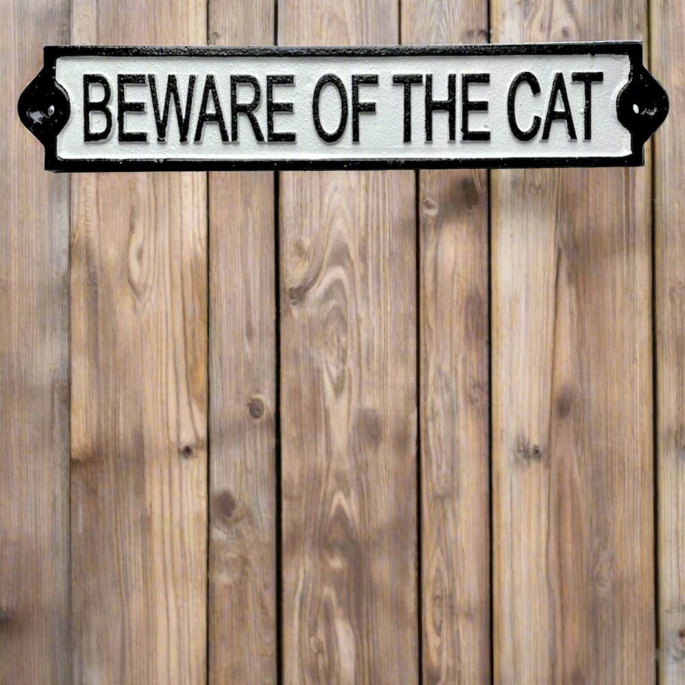 Beware of the Cat Cast Iron Plaque Sign