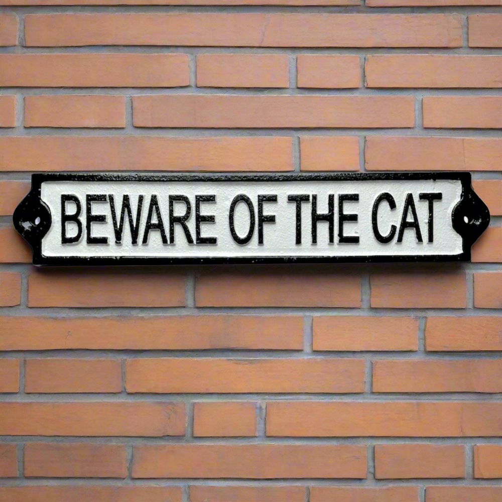 Beware of the Cat Cast Iron Plaque Sign