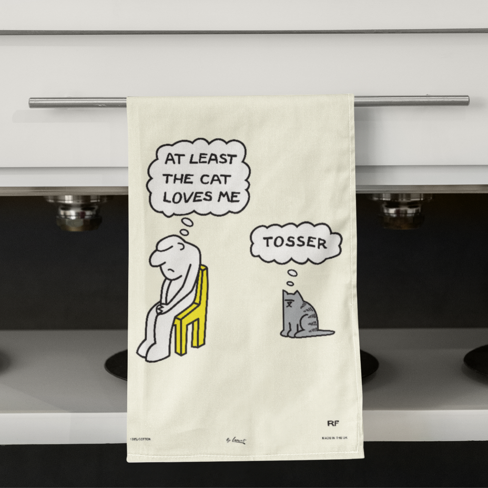 Rupert Fawcett At Least the Cat Loves Me Tea Towel