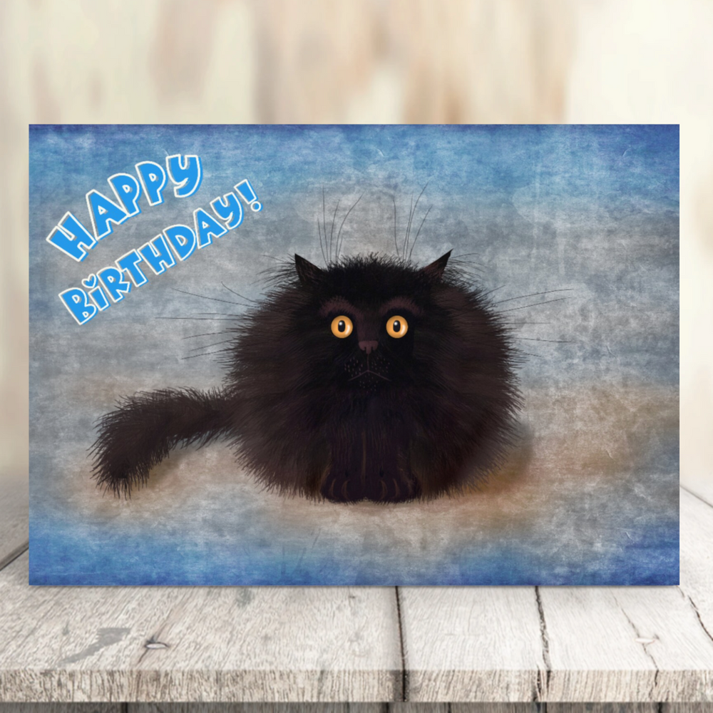 OREO - Cute Black Cat Greeting Birthday Card