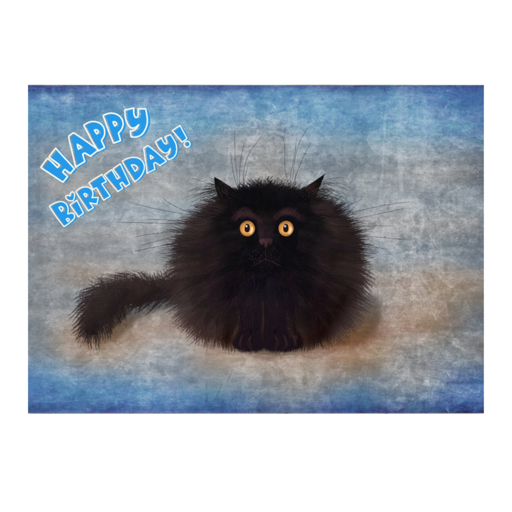 OREO - Cute Black Cat Greeting Birthday Card