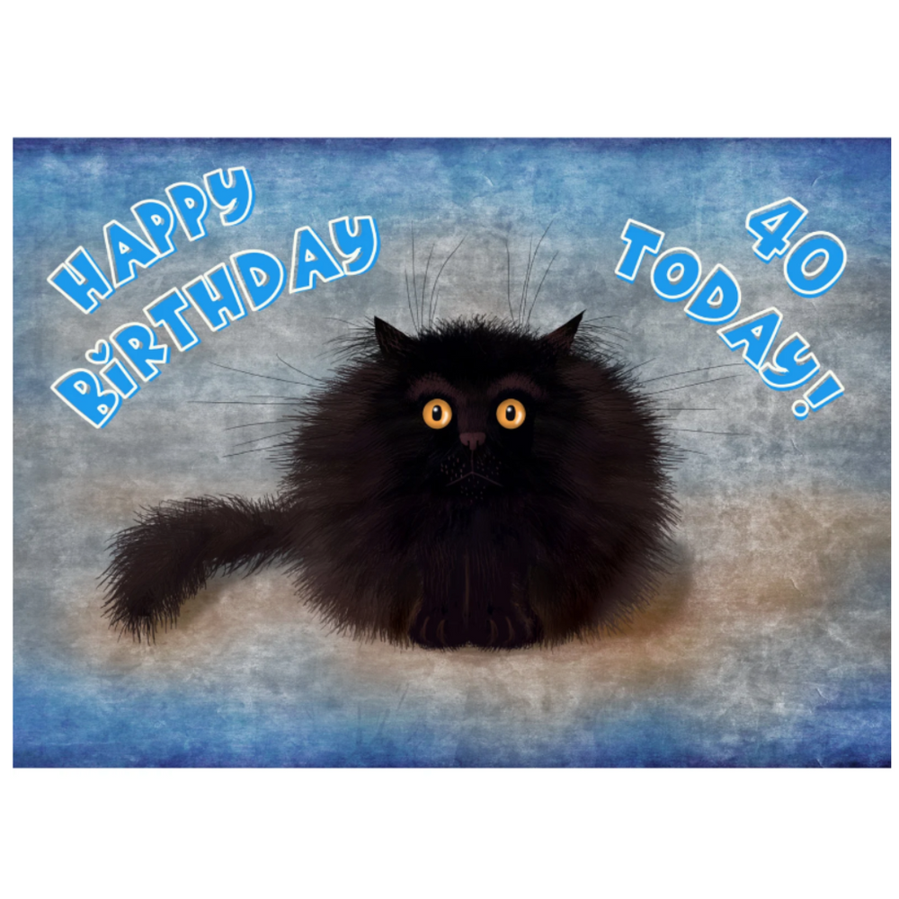 OREO - Cute Black Cat Greeting 40th Birthday Card